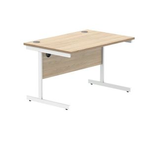 Polaris Rectangular Single Upright Cantilever Desk 1200x800x730mm Canadian Oak/White KF821750