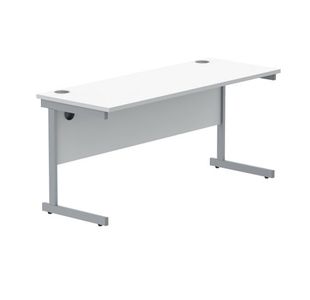 Polaris Rectangular Single Upright Cantilever Desk 1600x600x730mm Arctic White/Silver KF821800