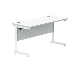 Polaris Rectangular Single Upright Cantilever Desk 1400x600x730mm Arctic White/Arctic White KF821850