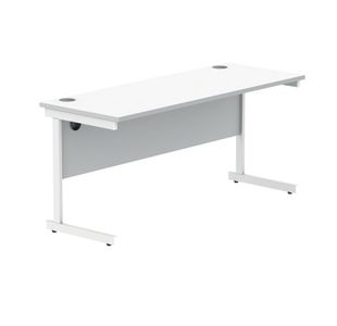 Polaris Rectangular Single Upright Cantilever Desk 1600x600x730mm Arctic White/White KF821860