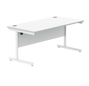 Polaris Rectangular Single Upright Cantilever Desk 1600x800x730mm Arctic White/White KF821890