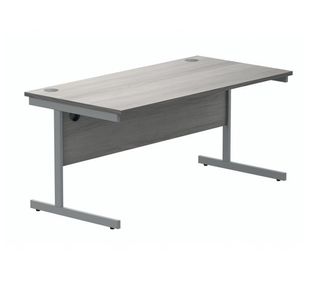 Polaris Rectangular Single Upright Cantilever Desk 1600x800x730mm Alaskan Grey Oak/Silver KF821950