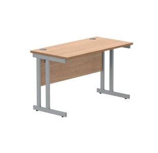 Polaris Rectangular Double Upright Cantilever Desk 1200x600x730mm Norwegian Beech/Silver KF822020