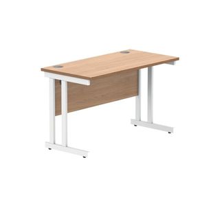 Polaris Rectangular Double Upright Cantilever Desk 1200x600x730mm Norwegian Beech/White KF822100