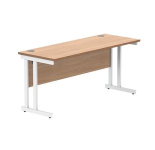 Polaris Rectangular Double Upright Cantilever Desk 1600x600x730mm Norwegian Beech/White KF822120