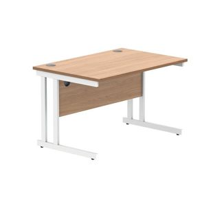 Polaris Rectangular Double Upright Cantilever Desk 1200x800x730mm Norwegian Beech/White KF822130