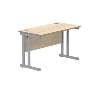 Polaris Rectangular Double Upright Cantilever Desk 1200x600x730mm Canadian Oak/Silver KF822180