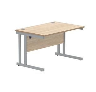 Polaris Rectangular Double Upright Cantilever Desk 1200x800x730mm Canadian Oak/Silver KF822210