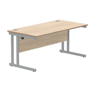 Polaris Rectangular Double Upright Cantilever Desk 1600x800x730mm Canadian Oak/Silver KF822230