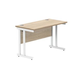 Polaris Rectangular Double Upright Cantilever Desk 1200x600x730mm Canadian Oak/White KF822260