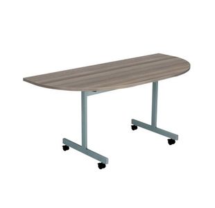 Jemini D-End Tilt Table 1400x700x720mm Grey Oak/Silver KF822431