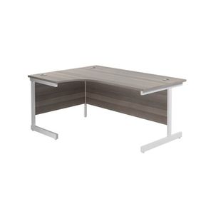 Jemini Radial Left Hand Single Upright Desk 1600x800-1200x730mm Grey Oak/White KF822701