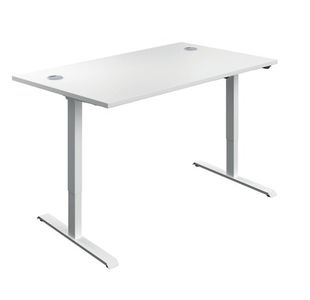 Jemini Economy Single Motor Sit/Stand Desk 1200x800x735-1235mm White/White KF822852