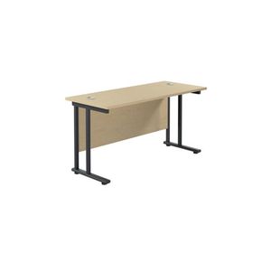 Jemini Rectangular Double Upright Cantilever Desk 1200x600x730mm Maple/Black KF822974