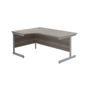 Jemini Radial Left Hand Single Upright Desk 1800x800-1200x730mm Grey Oak/Silver KF823285