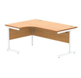 Astin Radial Left Hand SU Cantilever Desk 1600x1200x730mm Norwegian Beech/Arctic White KF824107