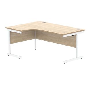 Astin Radial Left Hand SU Cantilever Desk 1600x1200x730mm Canadian Oak/Arctic White KF824145