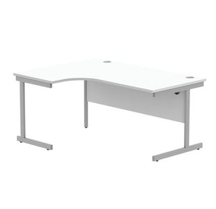 Astin Radial Left Hand SU Cantilever Desk 1600x1200x730mm Arctic White/Silver KF824169
