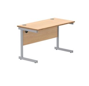 Astin Rectangular Single Upright Cantilever Desk 1200x600x730mm Norwegian Beech/Silver KF824244