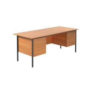 Serrion Rectangular Double Pedestal 4 Leg Desk 1800x750x730mm Ellmau Beech KF838755