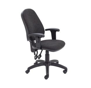 First High Back Operator Chair with T-Adjustable Arms 640x640x985-1175mm Charcoal KF839244