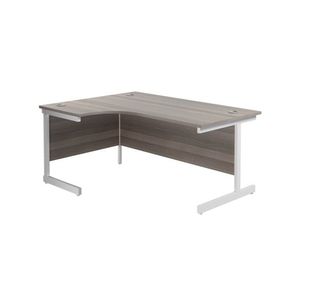 Jemini Radial Left Hand Single Upright Desk 1800x800-1200x730mm Grey Oak/White KF846004