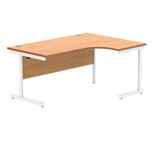 Polaris Right Hand Radial SU Cantilever Desk 1600x1200x730mm Norwegian Beech/White KF882337