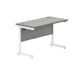 Polaris Rectangular Single Upright Cantilever Desk 1200x600x730mm Alaskan Grey Oak/White KF882343
