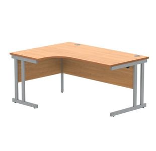 Polaris Left Hand Radial DU Cantilever Desk 1600x1200x730mm Norwegian Beech/Silver KF882344