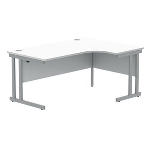 Polaris Right Hand Radial DU Cantilever Desk 1600x1200x730mm Arctic White/Silver KF882351