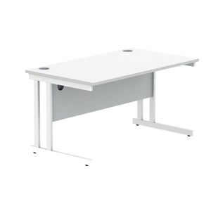 Polaris Rectangular Double Upright Cantilever Desk 1400x800x730mm Arctic White/White KF882356