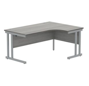 Polaris Right Hand Radial DU Cantilever Desk 1600x1200x730mm Alaskan Grey Oak/Silver KF882367
