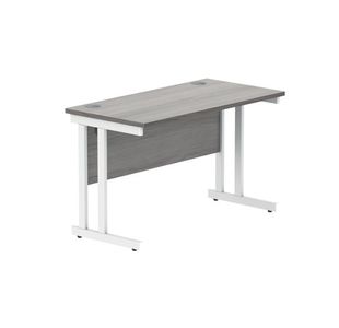 Polaris Rectangular Double Upright Cantilever Desk 1200x600x730mm Alaskan Grey Oak/White KF882368