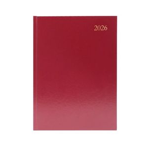 5 Star Desk Diary Day Per Page A5 Burgundy 2026 KFA51BG26