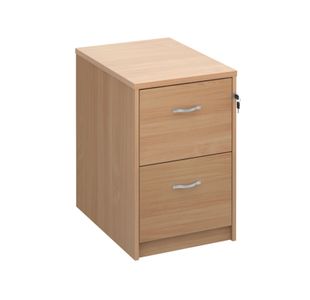 Wooden 2 drawer filing cabinet with silver handles 730mm high - beech