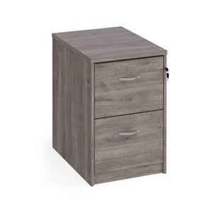 Wooden 2 drawer filing cabinet with silver handles 730mm high - Grey Oak