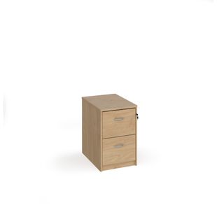 Wooden 2 drawer filing cabinet with silver handles 730mm high - Kendal Oak
