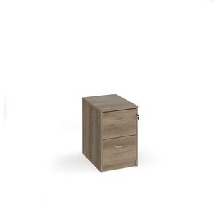 Wooden 2 drawer filing cabinet with silver handles 730mm high - Nebraska Oak