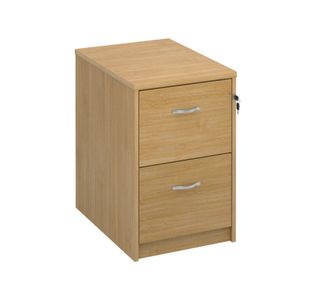 Wooden 2 drawer filing cabinet with silver handles 730mm high - oak