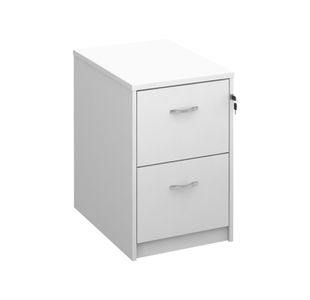 Wooden 2 drawer filing cabinet with silver handles 730mm high - white