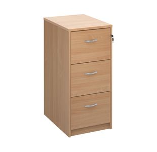 Wooden 3 drawer filing cabinet with silver handles 1045mm high - beech