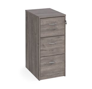 Wooden 3 drawer filing cabinet with silver handles 1045mm high - Grey Oak