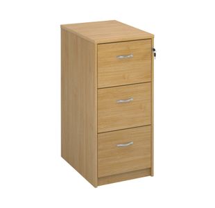Wooden 3 drawer filing cabinet with silver handles 1045mm high - oak