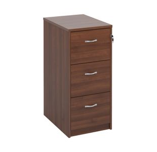 Wooden 3 drawer filing cabinet with silver handles 1045mm high - walnut