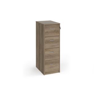 Wooden 4 drawer filing cabinet with silver handles 1360mm high - Nebraska Oak