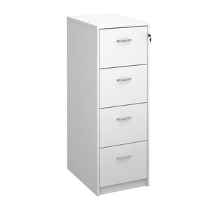 Wooden 4 drawer filing cabinet with silver handles 1360mm high - white