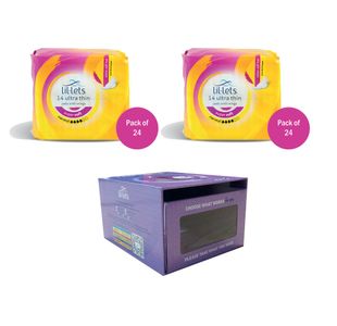 Lil-Lets Supersoft Sanitary Pads Normal x14 Pack of 24 Buy 2 Get FOC Dispenser