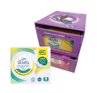 Lil-Lets Organic Sanitary Pads Ultra Thin with Wings Normal x10 (Pack of 24) + FOC Dispenser