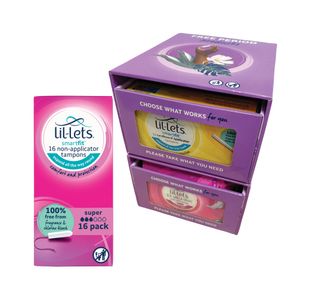 Lil-Lets Non-Applicator Tampons Super x16 (Pack of 6) + FOC Dispenser