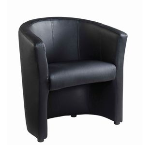 London reception single tub chair 670mm wide - black faux leather